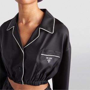 Prada Silk Twill Shirt Crop Top 2022 collection